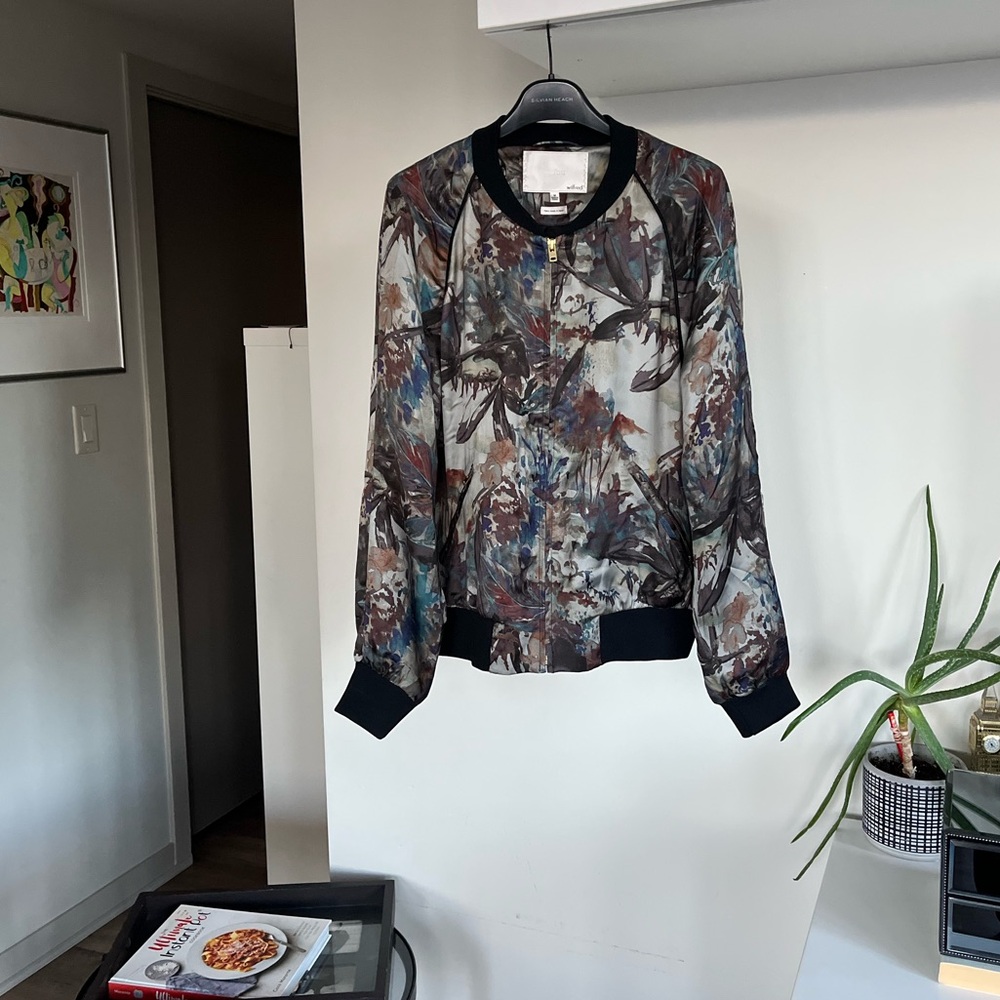 Le Fou Wilfred Multicolor Floral Bomber Jacket Sz M